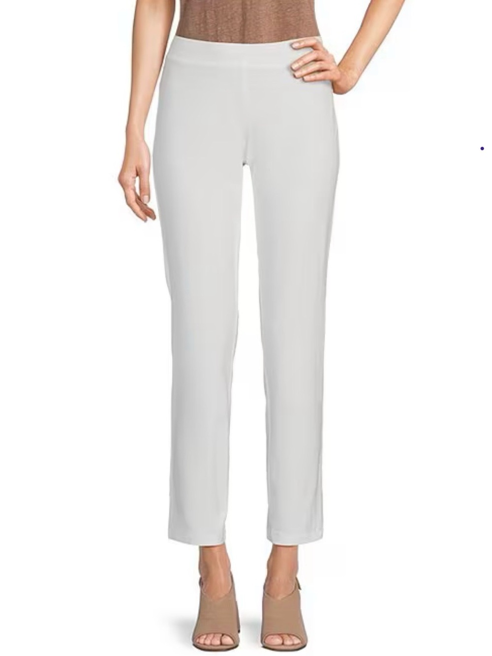Eileen Fisher White Straight Pull-On Pants